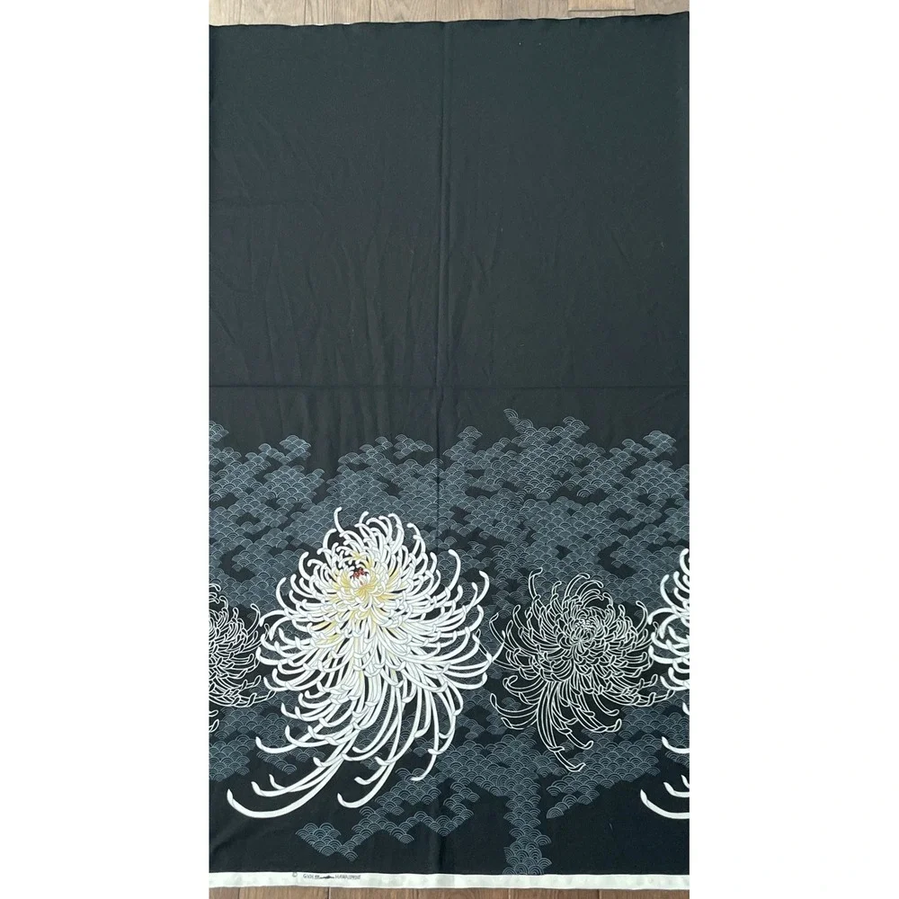 Hawaii‎ Print Vintage Fabric Hawaiian Chrysanthemum Black 74